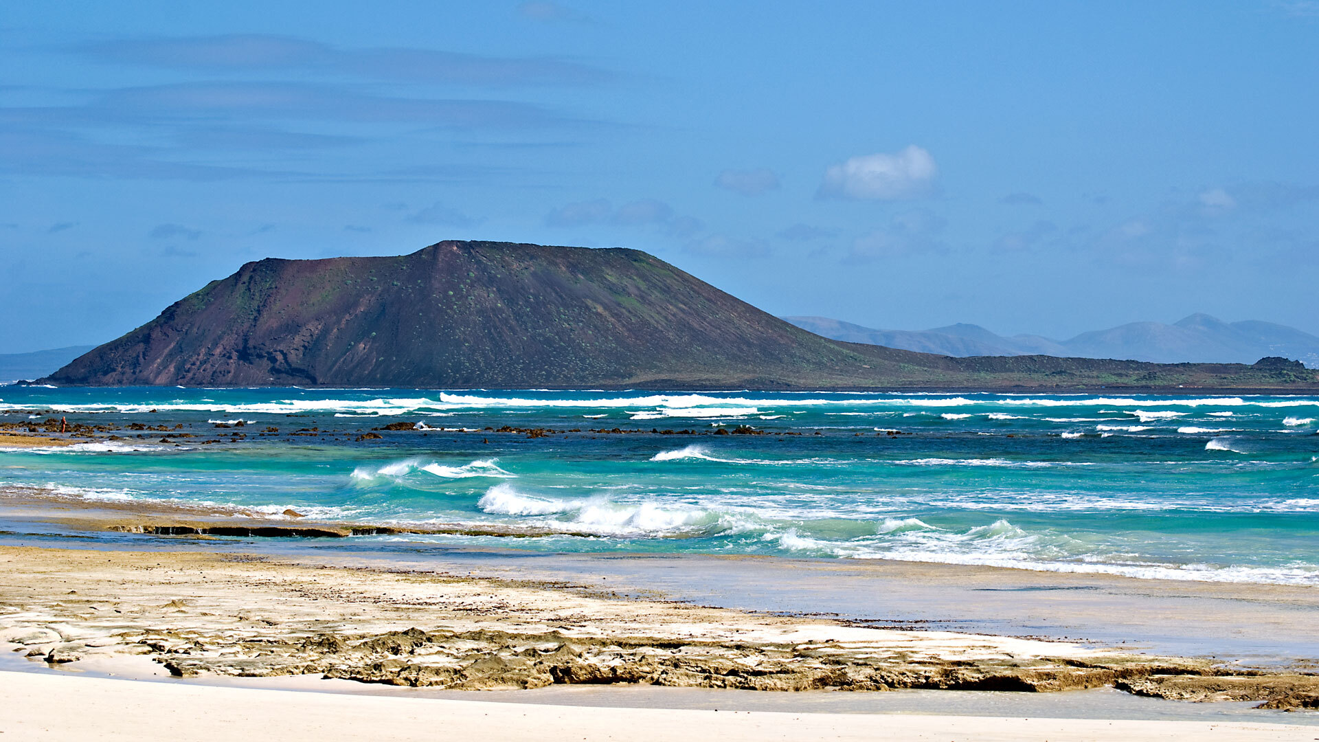 Kitesurf- Spot Flag Beach mit Insel Los Lobos