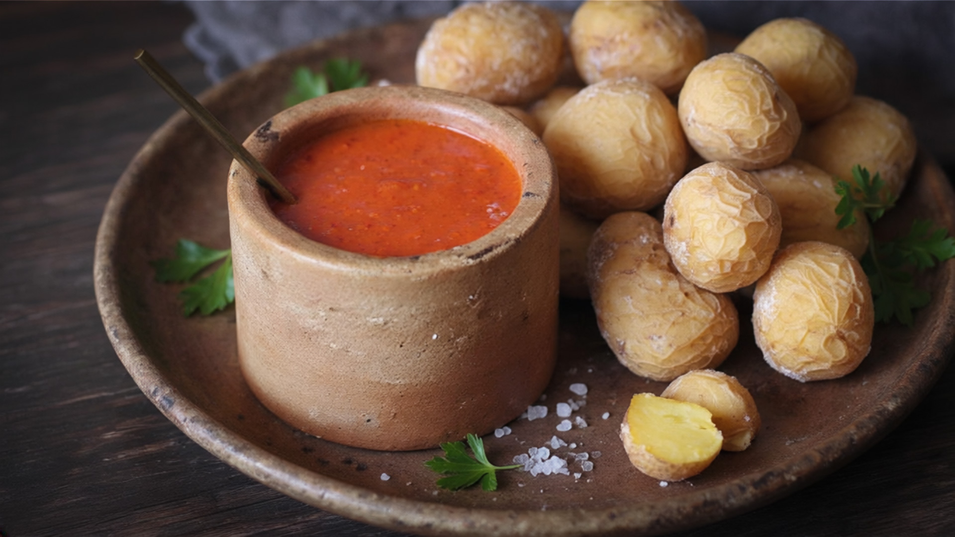 Papas arrugadas con Mojo Rojo