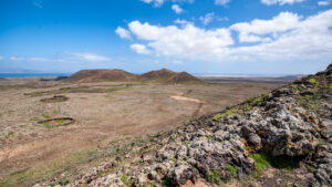 Panorama vom Calderón Hondo bis Lanzarote, Vulkankette Corralejo, Fuerteventura
